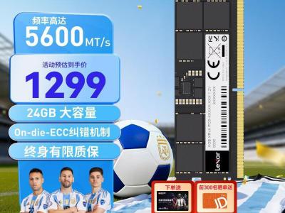 雷克沙 笔电 24GB DDR5 5600 内存 秒杀1389元
