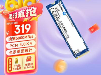 金士顿 NV3系列 500GB M.2 SSD固态硬盘 报价319元