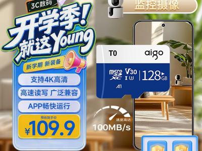 爱国者 T0 128GB A1 V30 速100M/s监控级TF 京东自营今日特惠到手109元