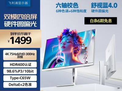 飞利浦 27E2N5901RW 27寸4K 75/300Hz 商用低闪办公 京东限时特惠1499元
