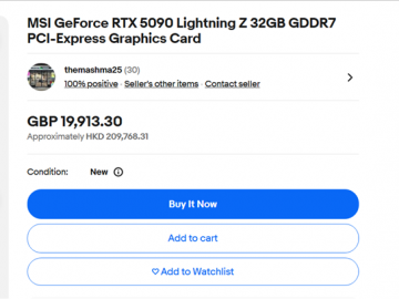 微星 RTX 5090 Lightning Z 高端显卡 限时开卖18.5万元