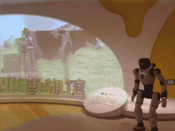 智元灵犀机器人亮相中国乳业博物馆，带领大家探索光明乳业足迹