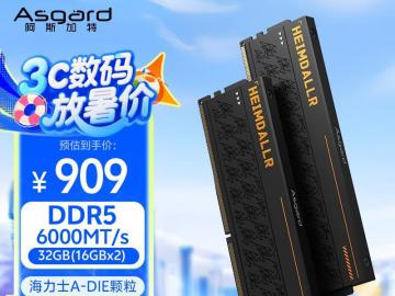 阿斯加特 32GB DDR5 6000内存京东限时特价到手只要909元